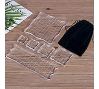6 Piece Clear Acrylic Stamp Blocks with Curved Edges and Grid Lines - Decorative Stamp Holders for Album Scrapbooking Craft Card Decorations