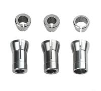 6 Piece Collet Chuck Adapter Set for 6mm 6.35mm 1/4 Inch 8mm Shank, Carbon Steel Router Reducer for Trimmer