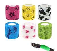 6 Piece Dog Bandage,Vet Wrap Cohesive Bandages,Elastic Comfy Gauze Bandanas,Viscous Motion,Non-Woven Elastic Bandage,Suitable for Dog Bandage Pet Dogs Leg/Ear/Knee/Ankle/Paws Wound Tape
