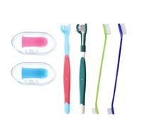 6-Piece Dog Toothbrush Set, Toothbrush for Dogs, Three-Head Brushes and Long Handle Brushes, for Effective Dental Care for Dogs and Cats, Daily Teeth Cleaning of Pets