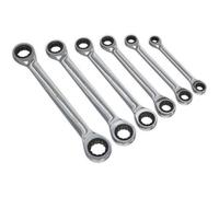 6pc Double Ended Ratchet Ring Spanner / Socket Set - 12 Point Moving Metric Ring