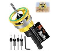 6-Piece Drill Countersink Set, Wood Drill Bit with Depth Stop, Drill Countersink with 1/4 Inch Hex Shank, Precise Drills, Choice of Wood Processing for DIY (4 Sizes)