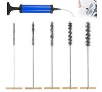 6-Piece Drill Hole Brush Set with Hole Blower - Stainless Steel Cleaning Brushes & Air Pump for Efficient Borehole Cleaning - Compatible with Hammer Drills (8/12/16/20/25mm)