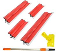 6-Piece Drywall Scraper Set, Stainless Steel, Includes 10+16+24+32 inch trowels + Yellow Clip + 52 inch Telescopic Pole. Professional Drywall Scraper Suitable for Smoothing Walls and Ceilings.