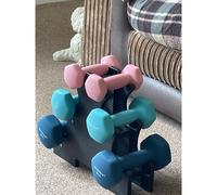 6 Piece Dumbbell Kit with Stand Neoprene Hex Weights Home SONGMICS Blue One Size