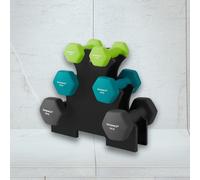 6 Piece Dumbbell Kit with Stand Neoprene Hex Weights Home SONGMICS Lime One Size