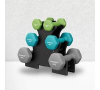 6 Piece Dumbbell Kit with Stand Neoprene Hex Weights Home SONGMICS Turquoise One Size