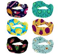 6 Piece Elastic Headbands for Women, Wide Hairband, Lake Blue Abstract Peacock Pattern Non-Slip Headband, Sweatband Yoga Head Band for Workout, Sport, Gym, Running, Fitness