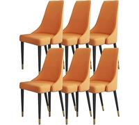 6 Piece Ergonomic Dining Chair Set Microfiber & Leather Upholstery Stylish Kitchen & Living Room Furniture Wooden Side Legs Comfortable Seat for Dining Room