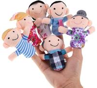6 Piece Finger Puppet Set, Cloth Velvet Puppets, 6 People Family Members Finger Puppets Set, Party Favors for Baby Boys Girls Birthday Gifts Christmas Stocking Stuffers Story Time Random Colour