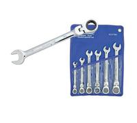 6 Piece Flexible Ratchet Ring Spanner | 8mm 17mm | Pivot Wrench Garage Tool