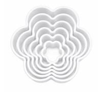6 Piece Flower Pastry Cutter Set White Plastic Cookie Biscuit Dough Cutters 1.5cm Deep Baking Moulds for Fondant Sugarcraft Cookies Pastries Sandwiches Cake Decorating Kitchen Baking
