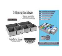 6-Piece Foldable Drawer Organiser Set - Collapsible Fabric Storage Bins for Socks, Bras, Ties, Underwear, and Wardrobe Drawers