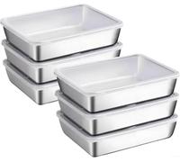 6 Piece Food Storage Containers in Stainless Steel with Clear Lids for Stackable Fridge Organization Oven Safe Compatible for Deli and Fresh Foods