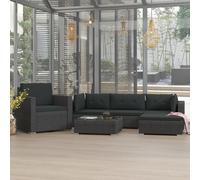 Vidaxl 6 Piece Garden Lounge Set With Cushions Poly Rattan Black