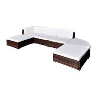 vidaXL Garden Lounge Set 6 Piece with Cushions Poly Rattan Brown Patio Sofa