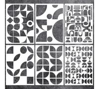 6 Piece Geometric Pattern Painting Stencils, Reusable Modern Minimalist Abstract Figures, Mid-Century Modern Drawing Templates for Wood, Canvas, Wall, Fabric - Home Decor Crafting Supplies