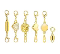 6 Piece Gold Jewellery Clasp Extender Set, Easy Lock Necklace Bracelet Clasp with Lobster Claw Fasteners for DIY Jewellery Making