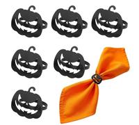 6-Piece Gold Napkin Rings for Halloween Table Decoration - Halloween Napkin Holders with Pumpkin Design Thanksgiving Wedding Party Holiday Decor