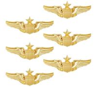 6 Piece Gold Pilot Wings Set - Flight Attendant Badge, Aviator Accessory for Uniform, Jacket, Airplane Costume, Flight School Graduation, Top Gun-Inspired Gift