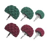 6-Piece Green and Red Fleece Grinding Drill Bit Set, Grinding Head for Polishing Brushing Shaped Scouring Pad with 1/4 Inch Handle for Manifold/Aluminium/Stainless Steel/Chrome etc
