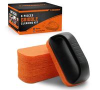 6-Piece Griddle Cleaning Kit for Blackstone, Flat Top Grill Cleaning Kit Non-Scratch Scouring Pads for Kitchen - 5 Scrubber Pads and 1 Handle