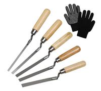6-Piece Grout Trowel Set, 6/8/10/12/15 mm Joint Iron with Stainless Steel Blade and Gloves, Masonry Tool Grouting Tool for Mortar, Cement, Tiles and Grouting Work