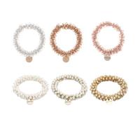 6-Piece Hair Ring, Retro Rhinestone Large Intestine Hair Rope, High Elasticity And All-Match Does Not Hurt The Hair, High-End Sense Of Meatballs Scalp Tendons.