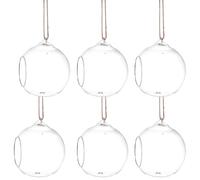 6 Piece Hanging Glass Terrarium Vase Holder for Mini Succulent Plants | Flat Bottom Design, Rope Hanging Style, Tabletop Decor, Vestibule Use, Six Piece Set, Garden Display