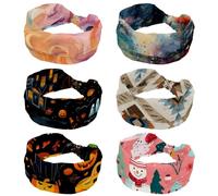 6 Piece Headbands for Women, Elastic Wide Headband, Abstract Dreamy Starry Sky Nights Soft Yoga Hair Bands, Breathable Hairband for Running Sport Workout Travel
