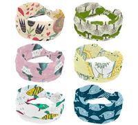 6 Piece Headbands for Women Girls, Soft Wide Headband, Tree with Roots Seamless Pattern Stretchy Knotted Headwraps, Fashion Sports Hairdband for Workout Yoga, Gym, Running