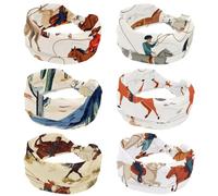 6 Piece Headbands for Women Workout, Twist Knotted Head Bands, Stretchy Hairbands, Wild West Cowboys Men Pattern Non Slip Yoga Sport Turban Headwrap