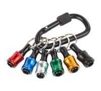 6-Piece Hex Screwdriver Holder with 1 Carabiner, Aluminum Alloy Screwdriver Holder, Portable Screw Adapter, Keychain Drill, Suitable for Hex Screws