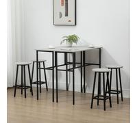 HOMCOM 6-Piece Industrial Bar Table Set, 2 Breakfast Tables with 4 Stools Grey