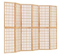 6-Piece Japanese Style Folding Screen Made of Solid Fir Wood with Shoji Rice Paper 240 x 170 cm Room Divider Privacy Screen Freestanding for Living Room Bedroom Office