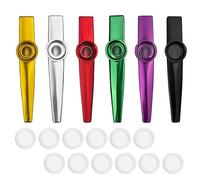 6-Piece Kazoo Instrument, Metal Kazoo Instrument, with 12 Interchangeable Membranes, Kazoos Nose Flute, Pan Flute, 's Harp, Suitable for Children, Adult Music Beginners, Colourful Kazoo, Children's