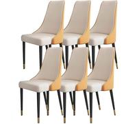 6 Piece Kitchen & Dining Room Chair Set Ergonomic Microfiber & Leather Upholstery Stylish Wooden Legs Perfect for Living Room & Dining Areas