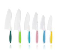 6-piece kitchen safety fruit knives, serrated plastic knife set for plastic fruit knives, children's toy kitchen knives, kitchen knife set, children's cooking utensils, multi-color fruit knives