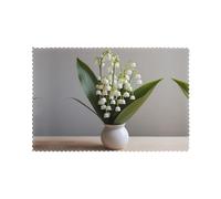 6-Piece Lily of The Valley Patterned Placemats Set, 12x18 Inch Non-Slip Mats, Suitable for Home, Kitchen, Party, and Gatherings