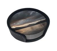 6-Piece Loch Lomond Printed Round Coaster Set - Scalding and Scratch-Resistant, Suitable for Coffee Tables and Dining Tables