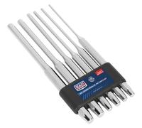 6 Piece Long Parallel Pin Punch Set - Hardened & Tempered - Polished Chrome