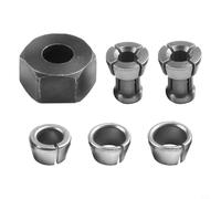 6 Piece M17 Collet Chuck Adapter with Nut Compatible with Electric Router and Engraving Machines Made of Carbon Steel with Carbide Coating