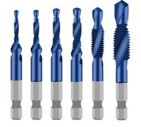6-Piece M35 Cobalt Steel Hex Shank Drill Tap Countersink Combo Set Metric M3-M10