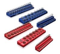 6-Piece Magnetic Socket Organizer Set, Magnetic Socket Holder Includes 1/4", 3/8", 1/2" Drive Metric SAE Socket Trays,Holds Standard and Deep Sockets (6-Piece Magnetic Socket Organizer)