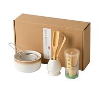 6-Piece Matcha Set with Strainer, Matcha Broom, Ceramic Matcha Bowl, Matcha Tea Chasen Whisk and Spoon, Matcha Accessories for Matcha Starter Set, Gift in Green for Home and Office