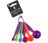 6 Piece Measuring Spoons Set - Colour Coded Plastic Measuring Spoon Set for Baking & Cooking, Accurate Measuring Spoons for Dry & Liquid Ingredients, Coffee, Spices & Recipes