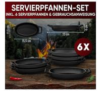 6-Piece Mini Serving Pans Frying Pans Grill Pans Oval - For Induction & Grill