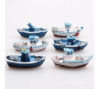 6-Piece Miniature Fishing Boats Set - Vintage Mediterranean Style for Dollhouse, Fairy Garden & Micro Landscape Decor - Perfect for Ocean, Beach & Sea Themes (Random Styles)