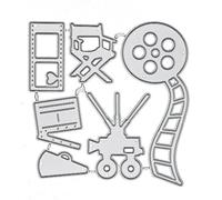 6 Piece Movie/Film Themed Metal Cutting Die Set, Camera, Director's Chair, Clapper, Cutter Stencils, Scrapbooking, Paper Crafts, A3
