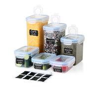 6-Piece Pantry Storage Set with Dual-Lid System (Perforated & Solid) - Airtight BPA-Free Food Containers - Stackable Kitchen Organiser for Cereal, Pasta, Snacks - 2.4L, 2L, 1.4L, 0.8L & 2x0.52L